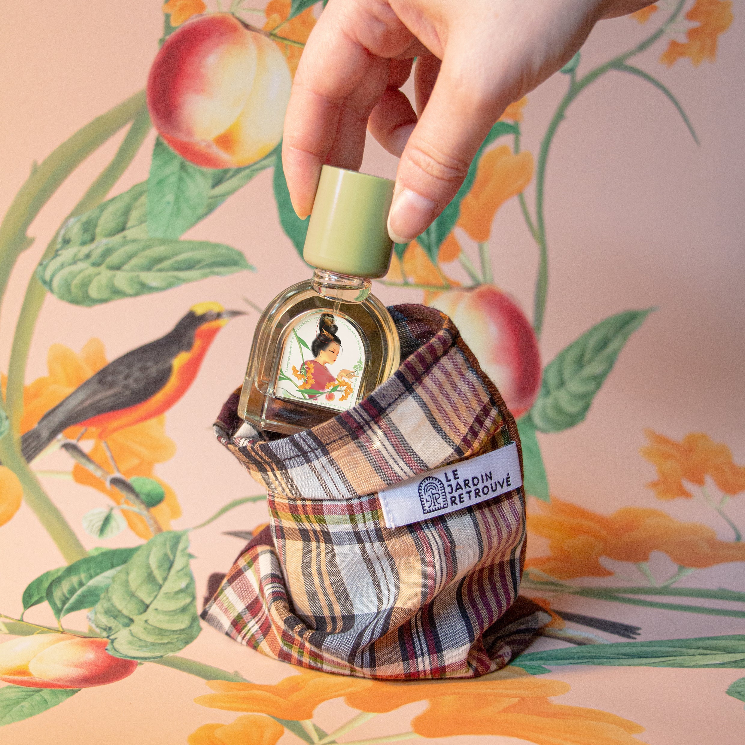 Osmanthe Liu Yuan Eau de Parfum 15ml Bottle Lifestyle Shot by Le Jardin Retrouvé