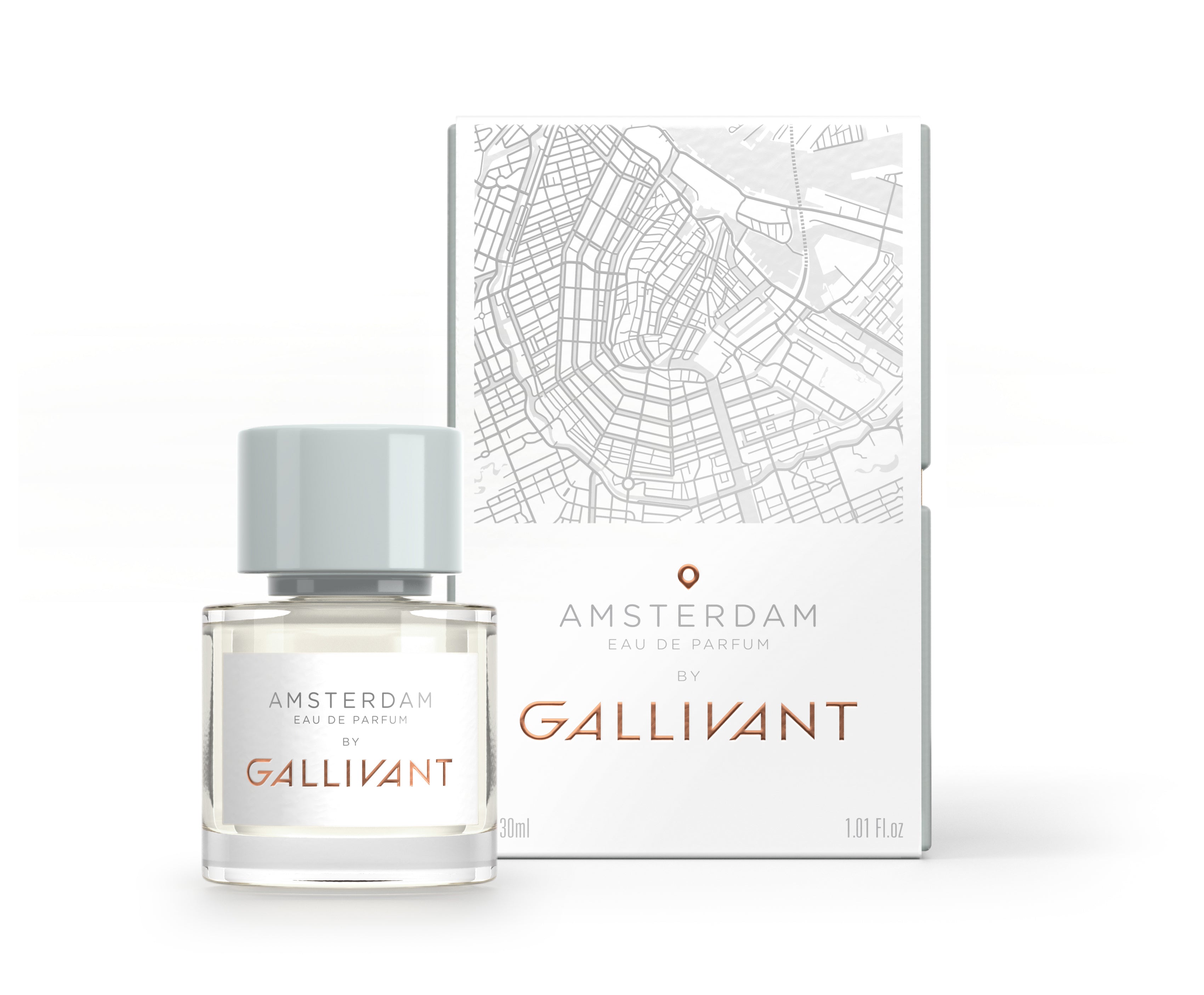 Amsterdam Eau de Parfum 30ml Bottle and Box by Gallivant
