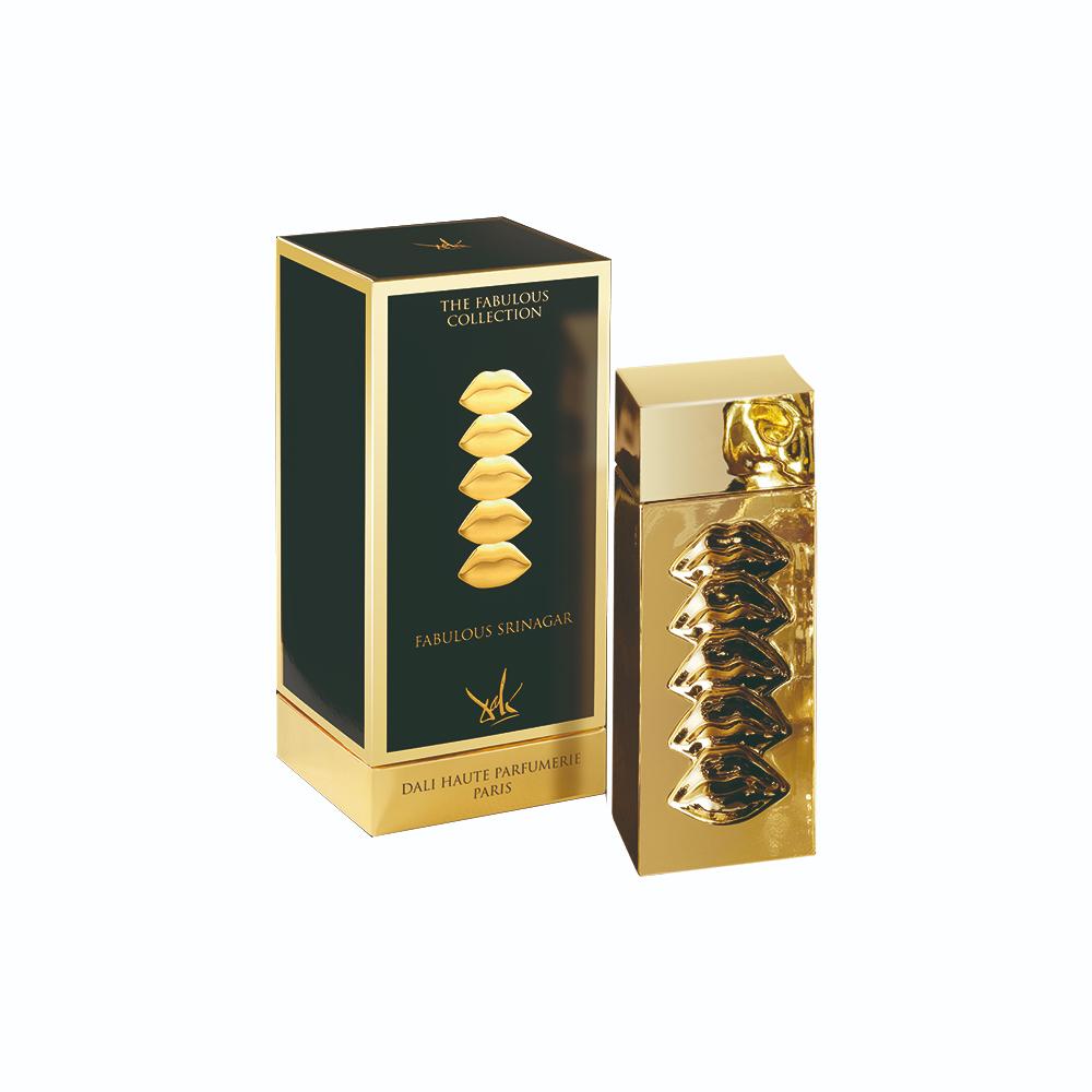 Srinagar Eau de Parfum 100ml Bottle and Box by Dalí Haute Parfumerie
